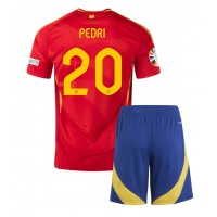 Camisa de Futebol Espanha Pedri Gonzalez #20 Equipamento Principal Infantil Europeu 2024 Manga Curta (+ Calças curtas)
